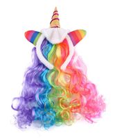 Felizhouse Rainbow Unicorn Wig For Girls Kids Christmas Cosplay Wig Headband for Party Costumes Accessories