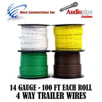 Trailer Light Cable Wiring For Harness 100ft spools 14 Gauge 4 Wire 4 Colors