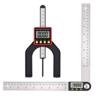 Proster 200mm 360°Angle Finder Data Hold LCD Angle Ruler One Key Zeroing 80mm 3 1/8" Magnetic Height Gauge Depth Gauge for Woodworking Construction Home Decoration