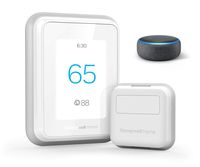 Echo Dot (3rd Gen) - Charcoal Fabric bundle with Honeywell Home T9 WIFI Smart Thermostat, Smart Room Sensor included