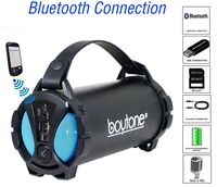 Boytone BT-38BL Portable Bluetooth Indoor/Outdoor Speaker 2.1 Hi-Fi Cylinder Loud Speaker with Built-in 2x3 Sub and SD Card, USB, USB Charger, AUX, FM Radio, Built in Rechargeable Battery