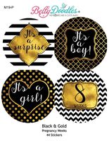 Belly Doodles 44 Weekly Pregnancy Stickers Black & Gold 3.94inch