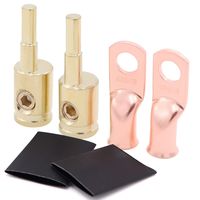 2pairs Power/Ground Input Wire Gauge Reducer 4 to 8 Gauge with AWG 4-5/16inch Battery Terminal Connectors and heat shrink tube