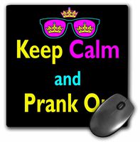 3Drose LLC 8 X 8 X 0.25 Inches Mouse Pad, CMYK Keep Calm Parody Hipster Crown and Sunglasses Keep Calm and Prank on (Mp_116766_1)