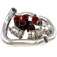 Direct Bolt on Front Mount FMIC Intercooler Pipe Piping Kit w/Black Red Silicone Hose Fit For 1998-2001 AUDI A4 1.8T