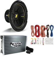 Kicker 44CWCS12 12" 600W 2-Ohm Subwoofer + AR1500M MONO 1500W Amplifier +Amp Kit