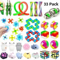 33 Pack Sensory Toys Set, Stress Relief Fidget Toys Pack for Adults Kids, Party Toys, Birthday Party Favors, Pinata Fillers, Classroom Rewards, Treasure Box Prizes, Carnival Game, Goodie Bag Fillers