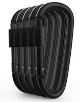 Gold Lion Gear Aluminum Carabiner D Shape Buckle Pack, Keychain Clip, Spring Snap Key Chain Clip Hook Screw Gate Buckle -Pack of Assorted Color Carabiners (Black, 5 Locking Carabiners)