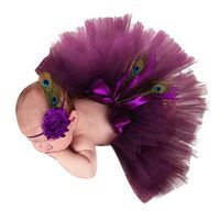 Newborn Girl Photography Props Outfits - Purple Baby Tutu Skirt and Headband Set