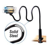 Cell Phone Clip on Stand Holder - with Grip Flexible Long Arm Gooseneck Bracket Mount Clamp for iPhone X/8/7/6/6s/5 Samsung S8/S7, used for bed, desktop, Black