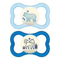 MAM Air Night Pacifiers (2 pack, 1 Sterilizing Pacifier Case), MAM Sensitive Skin Pacifier 6+ Months, Glow in the Dark Pacifier, Best Pacifier for Breastfed Babies, Baby Boy Pacifiers