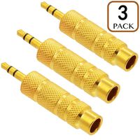3.5mm (1/ 8 inch) Male To 6.35mm (1/ 4 inch) Female Stereo Audio Adapter Headphone Earphone Connector, 3Pcs/Pack