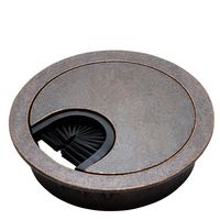 Antique Bronze Metal Cable Grommet - 2 Piece"Lock in" Feature with"Brush" Opening for Management of Office & Computer Desk Wires - 60mm (2 3/8") Hole Opening - 1 Pack