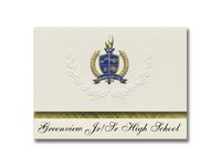 Signature Announcements Greenview Jr/Sr High School (Greenview, IL) Graduation Announcements, Presidential style, Elite package of 25 with Gold & Blue Metallic Foil seal