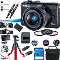 Canon EOS M100 Mirrorless Camera w/15-45mm Lens - Wi-Fi, Bluetooth, and NFC enabled (Black) - Deal-Expo Bundle