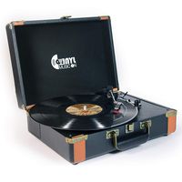 VMO Portable Bluetooth Turntable with Stereo Speakers,3 Speed Vinyl Record Player Supporting Wireless Connection Retro Black