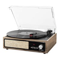 Victrola 3-in-1 Bluetooth Record Player with Built in Speakers and 3-Speed Turntable, Farmhouse Walnut