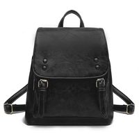 JOSEKO Small Leather Backpack Purse, Women College Convertible Backpack School Shoulder Bag Casual Travel Daypack Black Medium