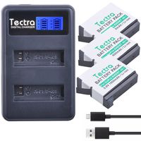 Tectra 3-Pack 1600mAh GoPro Hero 4 Battery + Rapid LCD Dual USB Charger for GoPro HERO4 and GoPro AHDBT-401, AHBBP-401