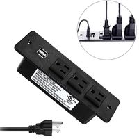 Conference Recessed Power Strip Socket 9.8ft Cord,Desktop Power Grommet Power Strip with 3-Outlet & 2 USB Ports