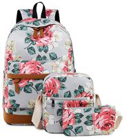 BLUBOON Girls Bookbags School Backpack Laptop Schoolbag for Teens Women High School (A006-Floral Grey)