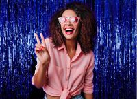 Treasures Gifted Pack of 1 Royal Blue Sparkling Foil Door 3 x 8 Feet Curtains Party Fringe Metallic Decorations Tinsel Window Supply for Under The Ocean Sea Themed Event