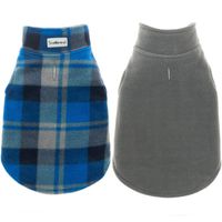 SCENEREAL Dog Winter Clothes Reversible Fleece Jacket Warm Coat Windproof Christmas Costume Xmas Gifts for Cold Weather Wearing, Blue/Grey S