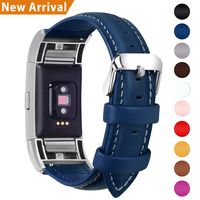 Fullmosa Compatible Fitbit Charge 2 Bands for Men Women, Genuine Leather Fitbit Band/Strap Compatible Charge 2, Dark Blue