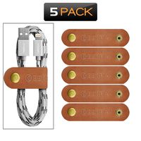 Geekria Power Cord Organizer Earphone Winder Cable Straps, Charging Apple Cable Ties, USB Cords Bandage/Headphone Cable Clips, Holder Rustic Cord Management System with Leather Handmade (5PCS)