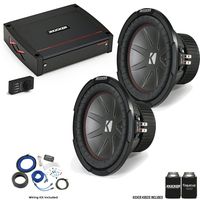 Kicker 43CWR102 10" CompR Subwoofers with 44KXA8001 KX-Series Amplifier and Wire kit