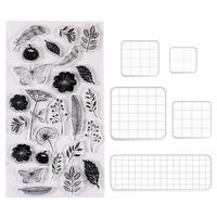 Acrylic Stamping Blocks Tools Set, BENBO 5 Pieces Assorted Sizes Clear Stamp Blocks with Grid Lines and 1 Sheet Clear Silicone Seal Stamps for Scrapbooking Crafts Card Making
