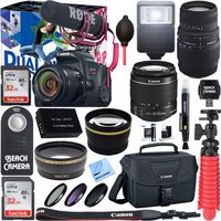 Canon EOS Rebel T7i Digital SLR Camera Video Creator Kit + EF-S 18-55mm IS STM & 70-300mm Dual Lens Accessory Bundle