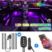 Car LED Strip Light, APP Controller Car Interior Lights, Waterproof Multicolor Music Under Dash Lighting Kits for iPhone Android Smart Phone, Car Charger Included, DC 12V