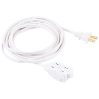 GE 12 Ft Extension Cord, 3 Outlet Power Strip, 2 Prong, 16 Gauge, Twist-to-Close Safety Outlet Covers, Indoor Rated, Perfect for Home, Office or Kitchen, UL Listed, White, 51954