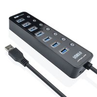 JIAZIJIA 7-Port USB 3.0 Ultra Slim Data Hub for Mac, PC, USB Flash Drives and Other Devices + Power Adapter