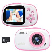 Kids Camera,8MP HD Kids Waterproof Camera Mini Gift Digital Camera for Kids Support MP3MP4 with 2.0 Inch IPS HD Screen,Puzzle Game,USB Rechargeable Kid Outdoor Camera for Boy Girls Gift(Pink)