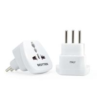 Adapter for Italy and Chile, Type L, 3-Pin Grounded Plug, Universal Travel Outlet, Tamper Resistant Socket, 2 Pack