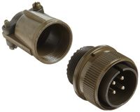 Amphenol Industrial MS3106E18-10P Circular Connector Pin, Environmental Resisting, Threaded Coupling, Solder Termination, Straight Plug, 18-10 Insert Arrangement, 18 Shell Size, 4 Contacts