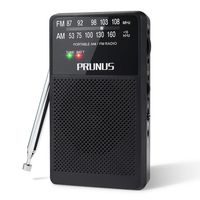 ANJAN-A166 AM/FM Portable Radio, Small Transistor Radio with Ultra-Long Copper Antenna, Excellent Reception, Tuning Knob with Signal Indicator, Supports Replaceable Battery (AA) (Black), by PRUNUS