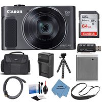 Canon PowerShot SX620 HS Wi-Fi Digital Camera (Black) with 64GB Card + Case + Battery + Charger + Flex Tripod + HDMI Cable + Extreme Electronics Cloth