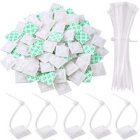 100 Pack Zip Tie Adhesive Mounts Self Adhesive Cable Tie Base Holders with Multi-Purpose Cable Tie (Length 150 mm, Width 2 cm, White)