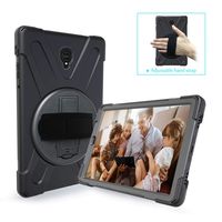 TianTa Galaxy Tab A 8.0 Case, 3 Layer Hybrid Heavy Duty Shockproof Full Body Protective with 360 Degree Rotatable Kickstand & Hand Strap for Samsung Galaxy Tab A 8.0 2017 SM-T385/SM-T380 - Black