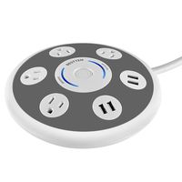 BESTTEN 1800J Surge Protector, 4 Outlet Power Strip with 4 USB Charging Ports (4.2A Totally) and 6-Foot Heavy Duty Extension Cord, UFO Round Design, Ideal for Home and Office, ETL Certified, Gray