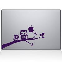 The Decal Guru Two Owls on a Branch Decal Vinyl Sticker, 15" MacBook Pro (2015 & Older Models), Lavender (2353-MAC-15P-LAV)