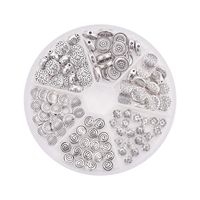 PH PandaHall 120pcs 6 Styles Antique Silver Tibetan Alloy Flat Round Spacer Beads Metal Spacers for Bracelet Necklace Jewelry Making(Star, Spiral, Flower, Flower, Rhombus)