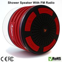 iFox iF013 Bluetooth Shower Speaker - 100% Waterproof Shower Radio. Wireless It Pairs to All Bluetooth Devices - Phones, Tablets, Computer, Games (Red & Black)