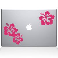 The Decal Guru Hibiscus Decal Vinyl Sticker, 13" MacBook Air, Pink (1456-MAC-13A-BG)