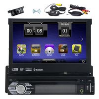 Wireless Backup Camera Eincar Universal Single 1 DIN 7 inch Motorized HD Touchscreen Car Stereo Autoradio GPS CD DVD Player Receiver, Bluetooth, Detachable Front Panel With Free 8 GB Map Card
