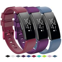 KingAcc Compatible Fitbit Inspire Bands, Soft Silicone Replacement Band for Fitbit Inspire,Inspire HR, with Metal Buckle Wristband Strap Women Men(3-Pack,Series D,Small)