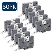 Exsun Compatible Label Tape Replacement for Brother P-Touch TZe Tape TZe-221 TZe221 Label Cassette Work with P-Touch PT-D210 PT-D600 PT 1880 PT-D200, 0.35" x 26.2'(9mm x 8m), Black on White, 50 Pack